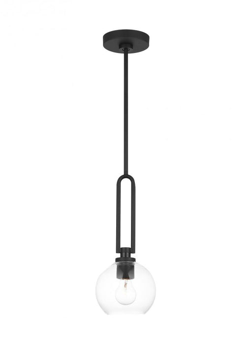 Visual Comfort & Co. Studio Collection Codyn contemporary 1-light indoor dimmable mini pendant in midnight black finish with clear glass sh