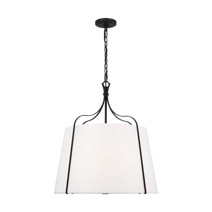 Visual Comfort & Co. Studio Collection Leander transitional 4-light indoor dimmable large hanging shade pendant in smith steel grey finish