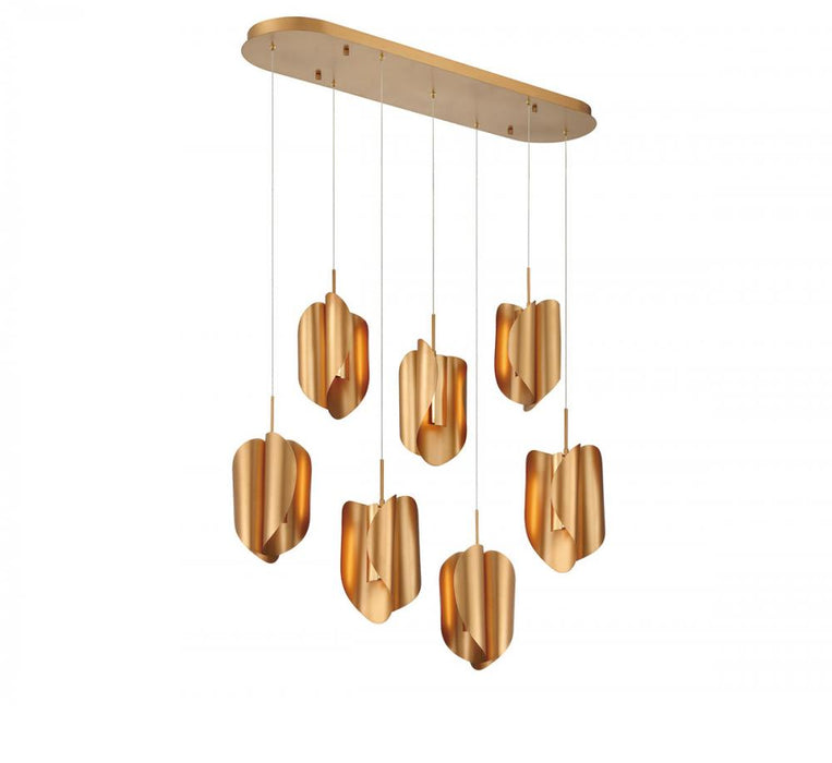 Lib & Co. CA Portofino, 7 Light Oval LED Chandelier, Satin Gold