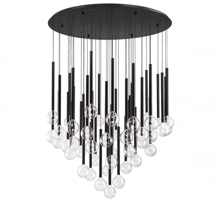 Lib & Co. CA Positano, 44 Light Round LED Chandelier, Matte Black