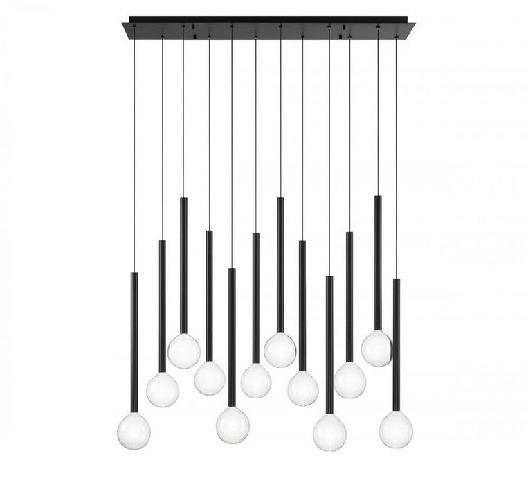 Lib & Co. CA Positano, 12 Light Linear LED Chandelier, Matte Black