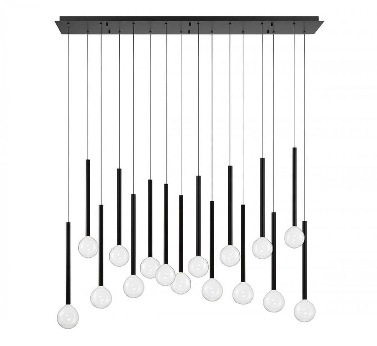 Lib & Co. CA Positano, 16 Light Linear LED Chandelier, Matte Black