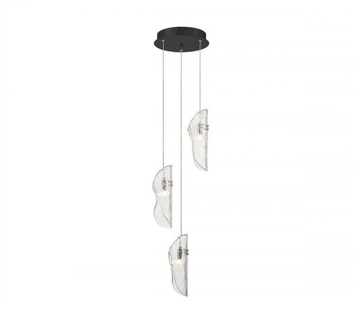 Lib & Co. CA Sorrento, 3 Light LED Pendant, Clear, Black Canopy