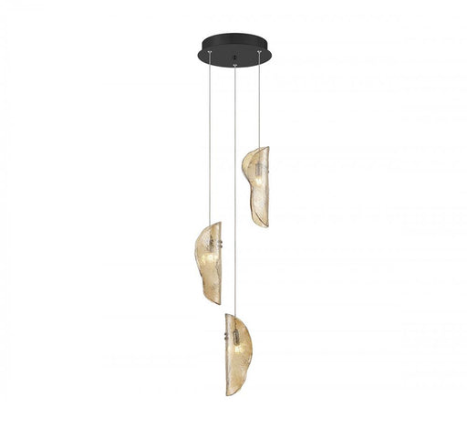Lib & Co. CA Sorrento, 3 Light LED Pendant, Amber, Black Canopy