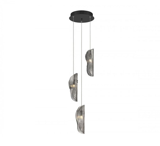 Lib & Co. CA Sorrento, 3 Light LED Pendant, Smoke, Black Canopy
