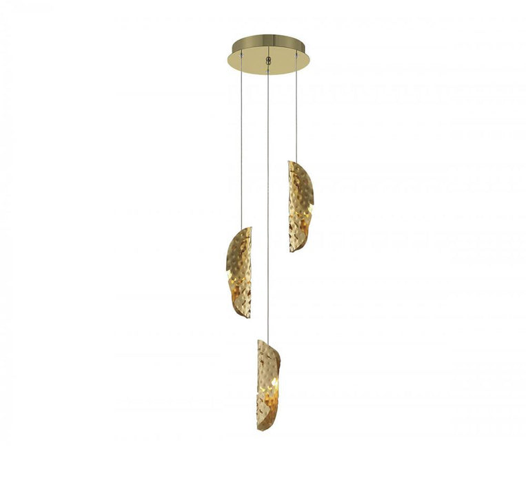 Lib & Co. CA Sorrento, 3 Light LED Pendant, Copper, Gold Canopy