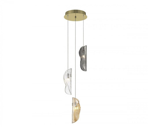 Lib & Co. CA Sorrento, 3 Light LED Pendant, Mixed, Gold Canopy