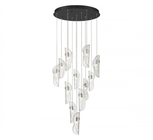 Lib & Co. CA Sorrento, 12 Light Round LED Chandelier, Clear, Black Canopy