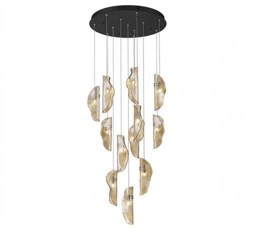 Lib & Co. CA Sorrento, 12 Light round LED Chandelier, Amber, Black Canopy