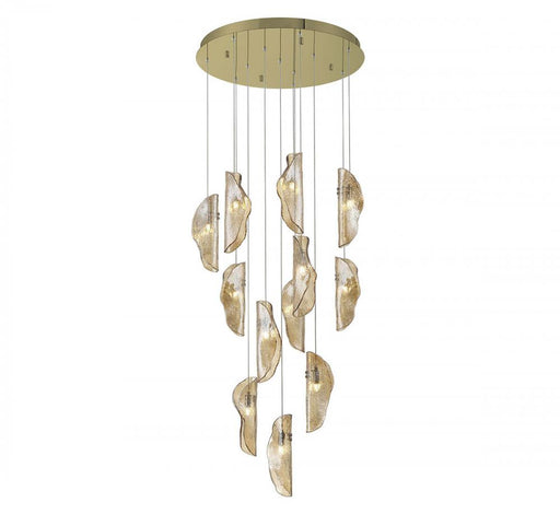 Lib & Co. CA Sorrento, 12 Light round LED Chandelier, Amber, Gold Canopy