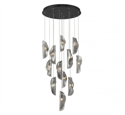 Lib & Co. CA Sorrento, 12 Light round LED Chandelier, Smoke, Black Canopy
