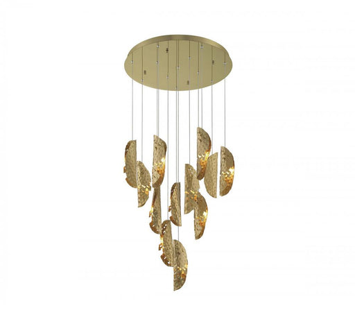 Lib & Co. CA Sorrento, 12 Light round LED Chandelier, Copper, Gold Canopy