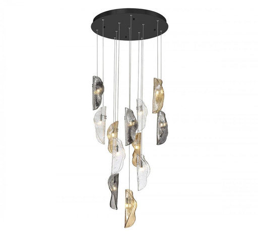 Lib & Co. CA Sorrento, 12 Light round LED Chandelier, Mixed, Black Canopy