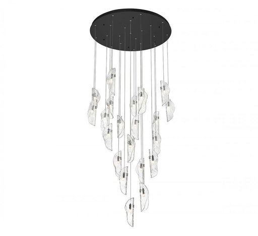 Lib & Co. CA Sorrento, 21 Light Round LED Chandelier, Clear, Black Canopy