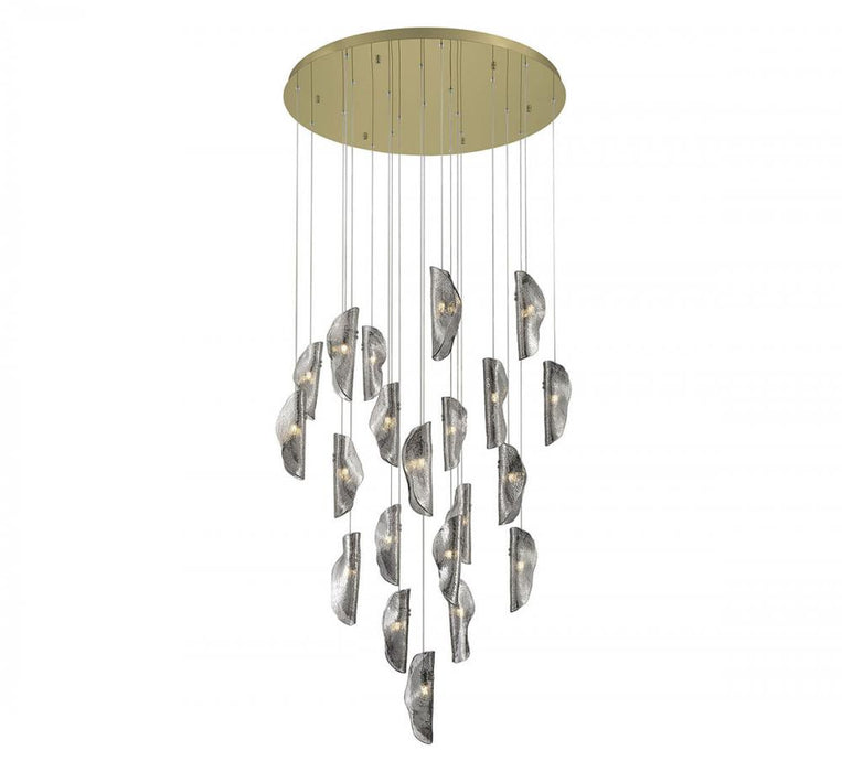 Lib & Co. CA Sorrento, 21 Light Round LED Chandelier, Smoke, Gold Canopy