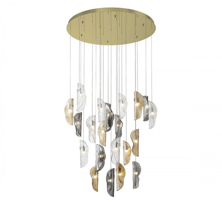 Lib & Co. CA Sorrento, 21 Light Round LED Chandelier, Mixed, Gold Canopy