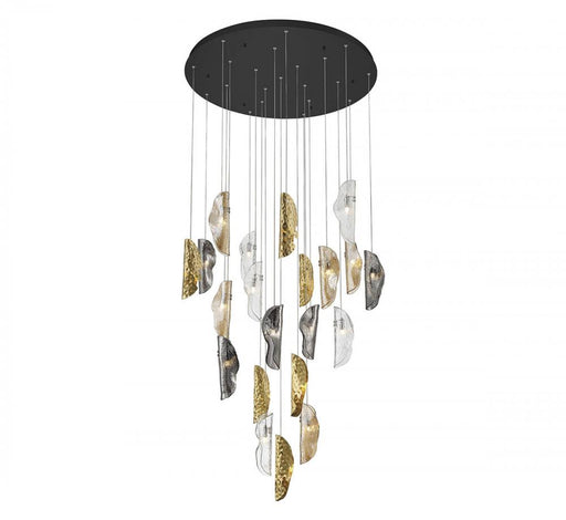 Lib & Co. CA Sorrento, 21 Light Round LED Chandelier, Mixed with Copper Leaf, Black Canopy