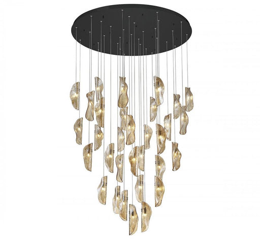 Lib & Co. CA Sorrento, 32 Light LED Grand Chandelier, Amber, Black Canopy