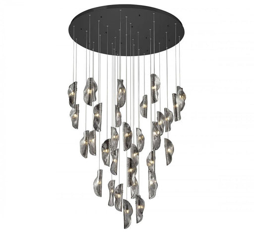Lib & Co. CA Sorrento, 32 Light LED Grand Chandelier, Smoke, Black Canopy