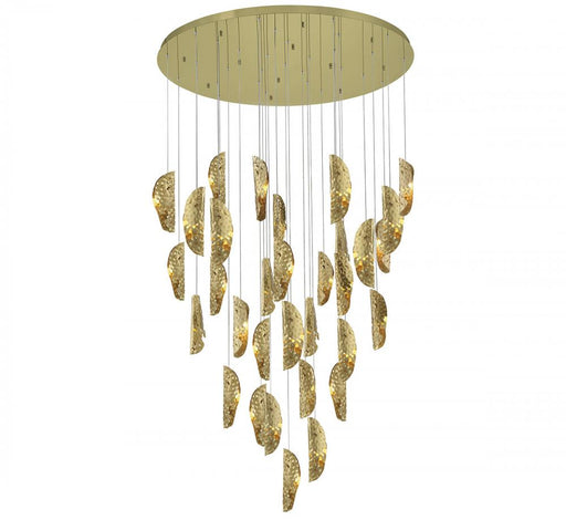 Lib & Co. CA Sorrento, 32 Light round LED Chandelier, Copper, Gold Canopy