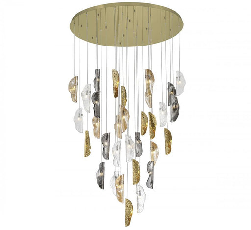 Lib & Co. CA Sorrento, 32 Light LED Grand Chandelier, Mixed with Copper Leaf, Gold Canopy