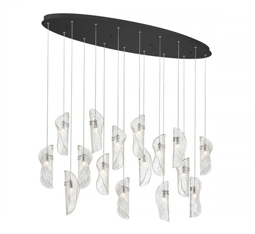 Lib & Co. CA Sorrento, 16 Light Oval LED Chandelier, Clear, Black Canopy