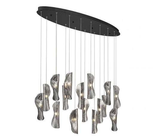 Lib & Co. CA Sorrento, 16 Light Oval LED Chandelier, Smoke, Black Canopy