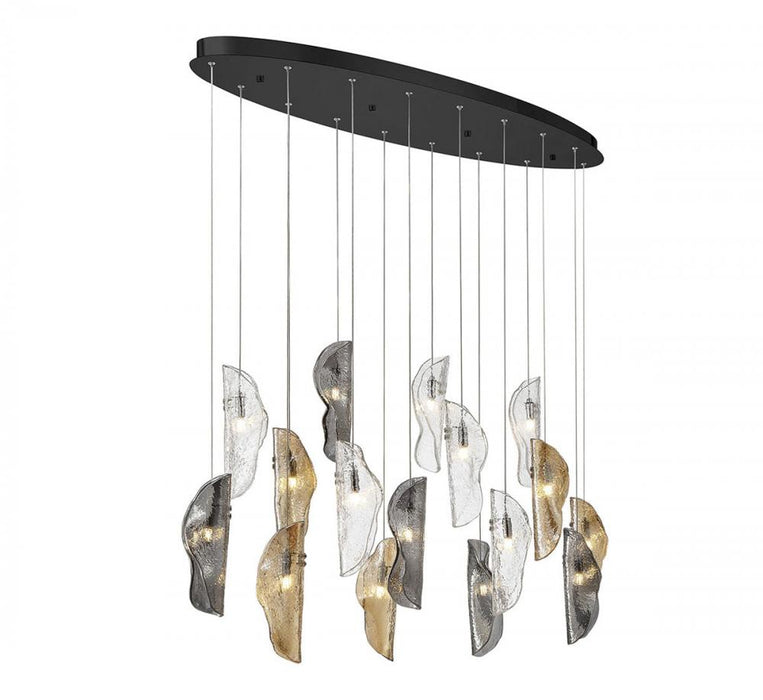 Lib & Co. CA Sorrento, 16 Light Oval LED Chandelier, Mixed, Black Canopy