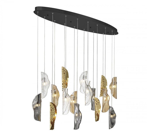 Lib & Co. CA Sorrento, 16 Light Oval LED Chandelier, Mixed with Copper Leaf, Black Canopy