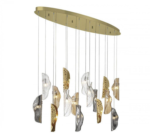 Lib & Co. CA Sorrento, 16 Light Oval LED Chandelier, Mixed with Copper Leaf, Gold Canopy