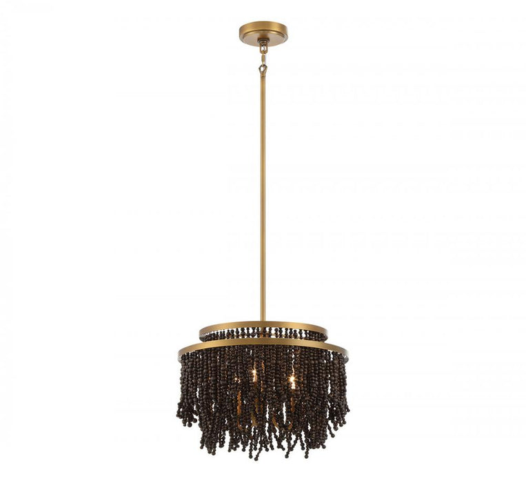 Lib & Co. CA Molfetta, 3 Light Convertible Flushmount / Pendant, Antique Brass with Black Beads