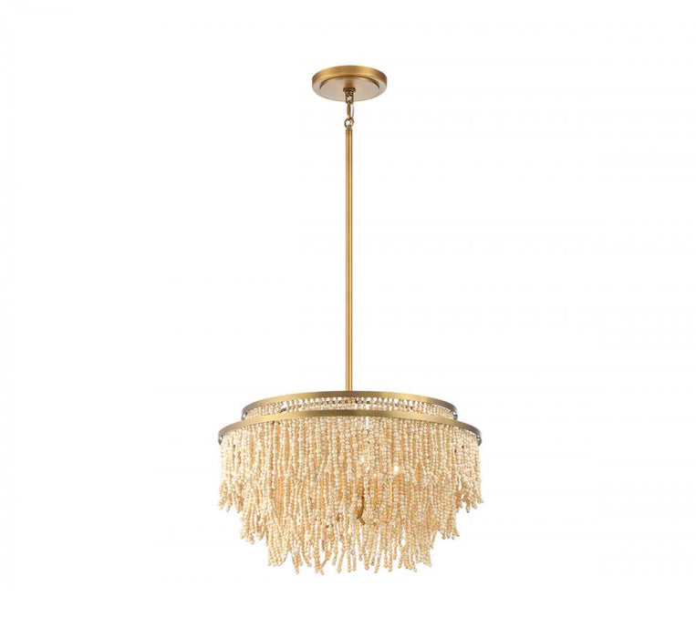 Molfetta, 5 Light Chandelier, Antique Brass With Cream Beads | 10181-025