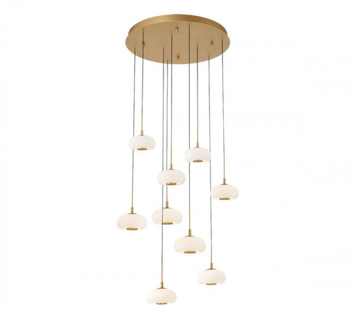 Lib & Co. CA Adelfia, 9 Light Round LED Chandelier, Painted Antique Brass