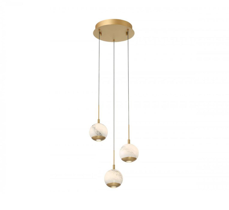 Lib & Co. CA Baveno, 3 Light Round LED Pendant, Painted Antique Brass