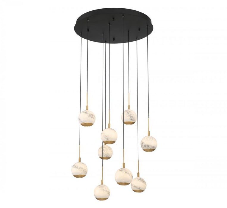 Lib & Co. CA Baveno, 9 Light Round LED Chandelier, Matte Black