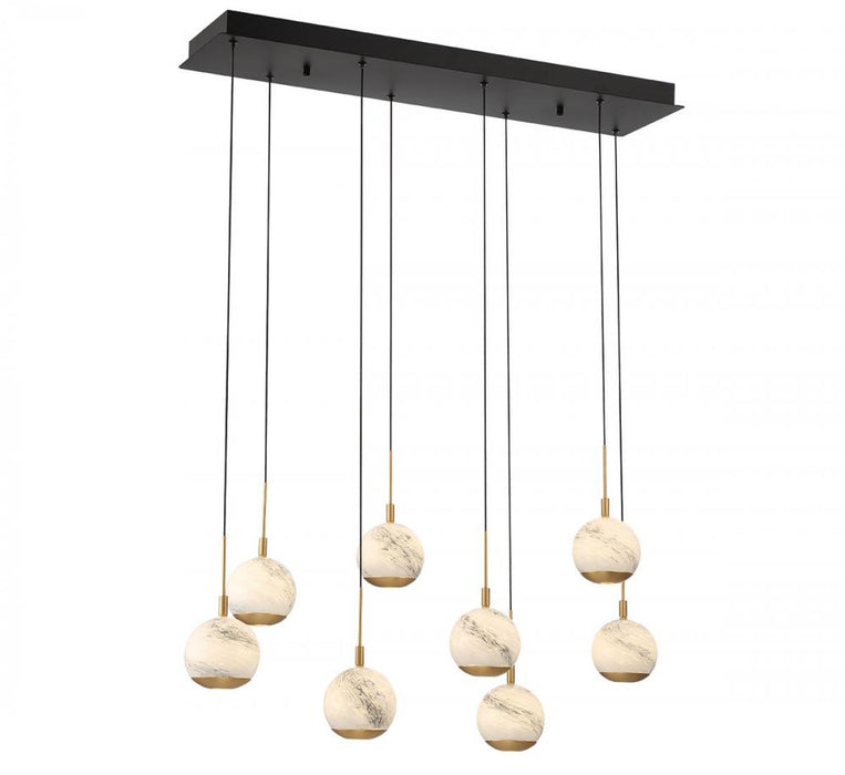 Lib & Co. CA Baveno, 8 Light Rectangular LED Chandelier, Matte Black