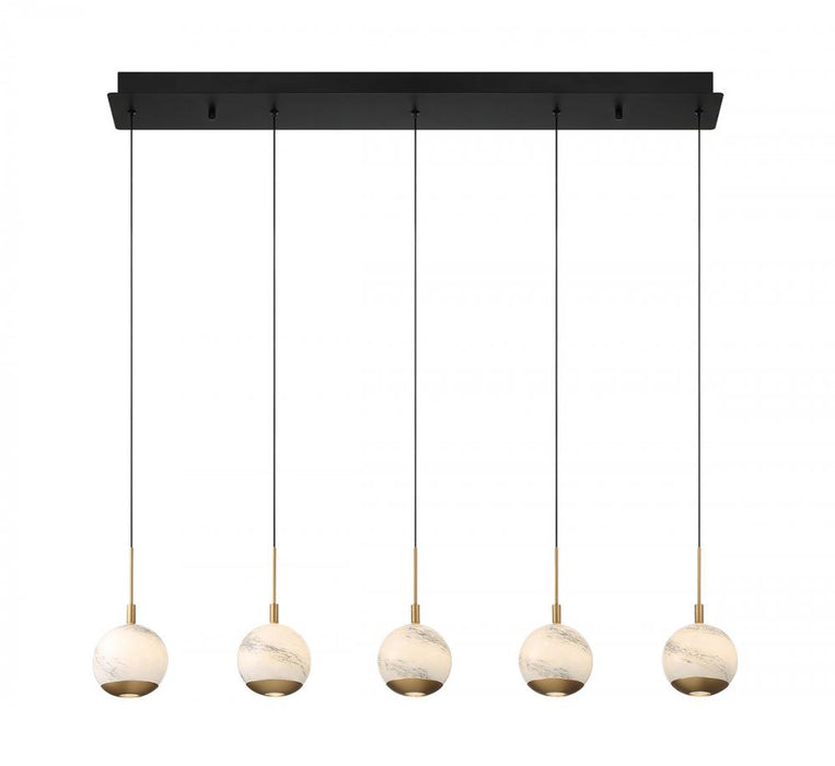 Lib & Co. CA Baveno, 5 Light Linear LED Chandelier, Matte Black