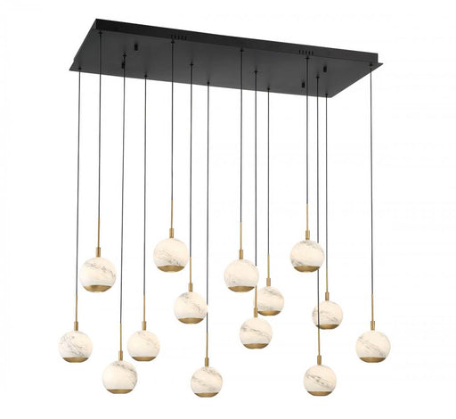 Lib & Co. CA Baveno, 14 Light Rectangular LED Chandelier, Matte Black