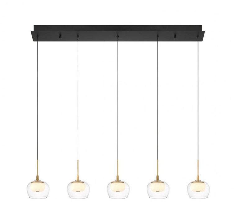 Lib & Co. CA Manarola, 5 Light Linear LED Chandelier, Matte Black