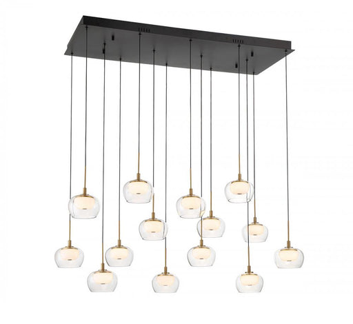 Lib & Co. CA Manarola, 14 Light Rectangular LED Chandelier, Matte Black