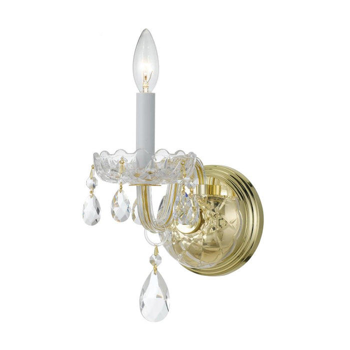 Crystorama Traditional Crystal 1 Light Hand Cut Crystal Polished Brass Sconce