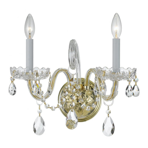 Crystorama Traditional Crystal 2 Light Hand Cut Crystal Polished Brass Sconce