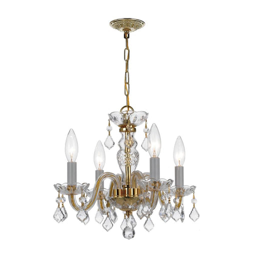 Crystorama Traditional Crystal 4 Light Spectra Crystal Polished Brass Mini Chandelier