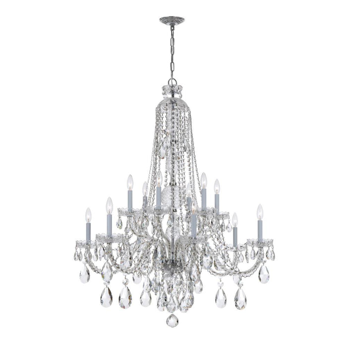 Crystorama Traditional Crystal 12 Light Hand Cut Crystal Polished Chrome Chandelier