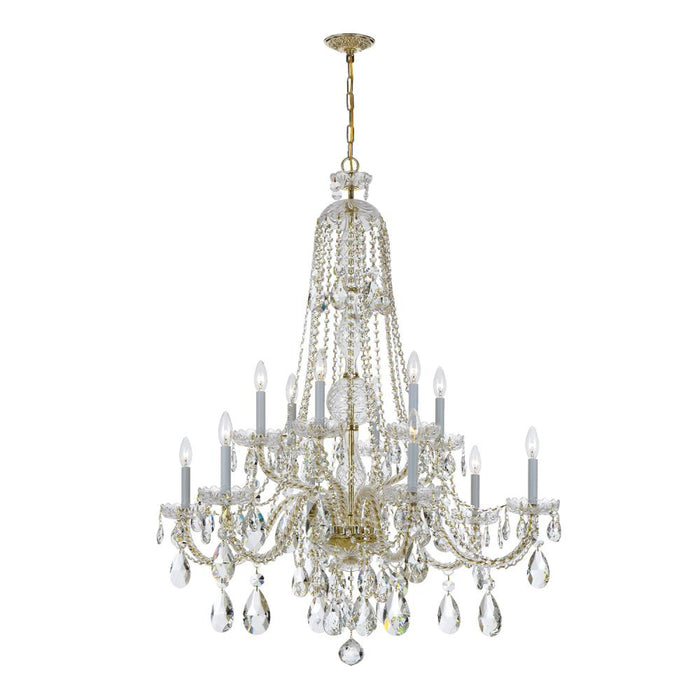 Crystorama Traditional Crystal 12 Light Spectra Crystal Polished Brass Chandelier