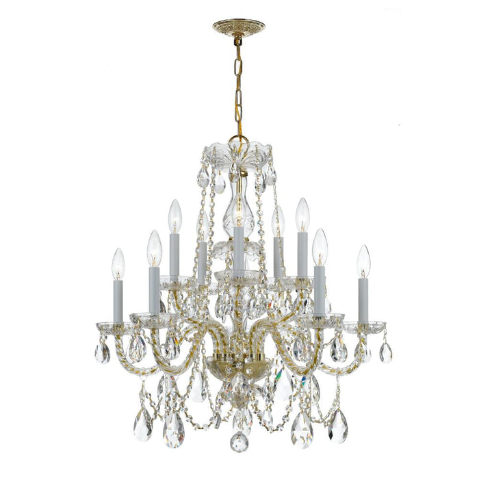 Crystorama Traditional Crystal 10 Light Hand Cut Crystal Polished Brass Chandelier