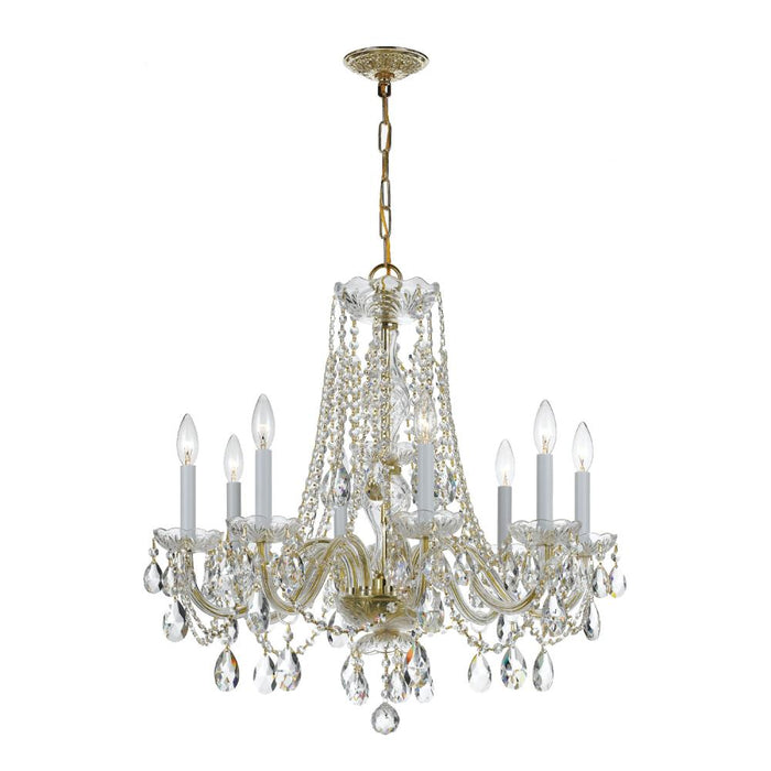 Crystorama Traditional Crystal 8 Light Swarovski Strass Crystal Polished Brass Chandelier