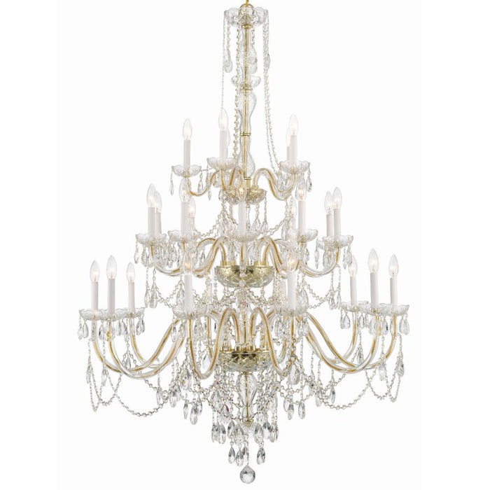 Traditional Crystal 25 Light Hand Cut Crystal Polished Brass Chandelier | 1156-PB-CL-MWP