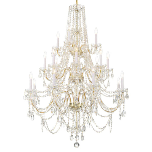 Crystorama Traditional Crystal 20 Light Hand Cut Crystal Polished Brass Chandelier