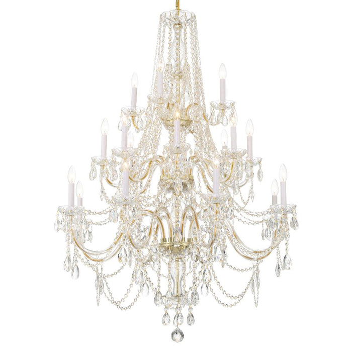 Traditional Crystal 20 Light Hand Cut Crystal Polished Brass Chandelier | 1157-PB-CL-MWP